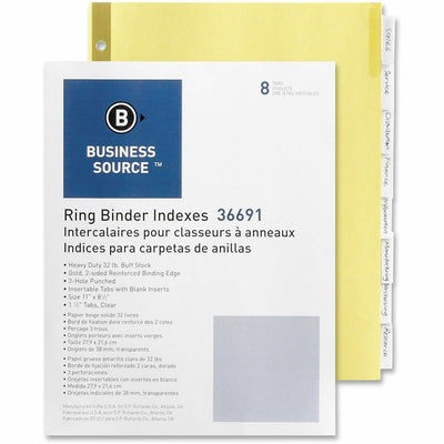 Business Source Insertable Tab Indexes, Clear, 1 Set, BSN36691