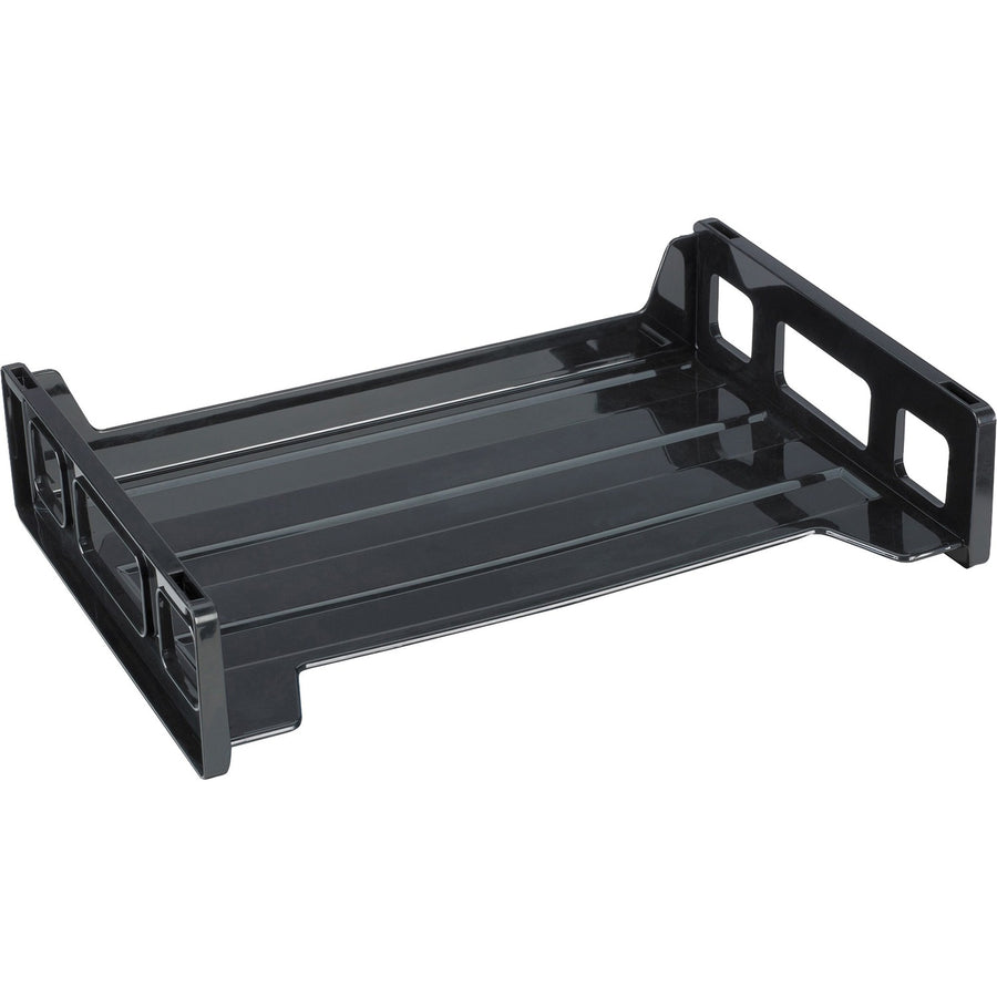 Business Source Side-loading Stackable Letter Trays, Black, 6EA/CT — view 1
