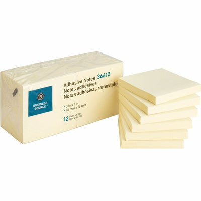Business Source Yellow Repositionable Adhesive Notes, 1 Pack — view 1