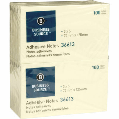 Business Source Yellow Repositionable Adhesive Notes, 1 Pack — view 1