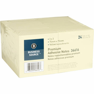 Business Source Yellow Repostionable Adhesive Notes, 1 Pack, BSN36616