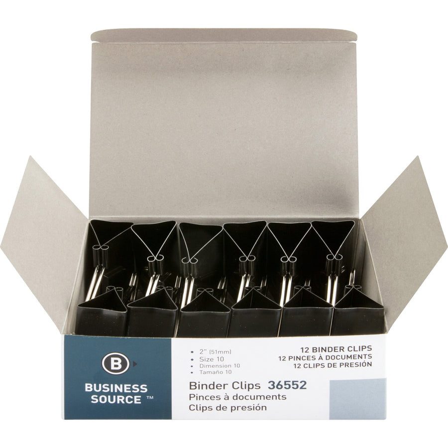 Business Source Fold-back Binder Clips, Black, 1 Dozen — view 1
