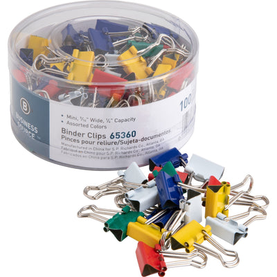 Business Source Colored Fold-back Binder Clips, Assorted, 100 / Pack — view 1