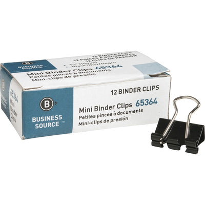 Business Source Fold-back Binder Clips, Black, 1 Dozen — view 1