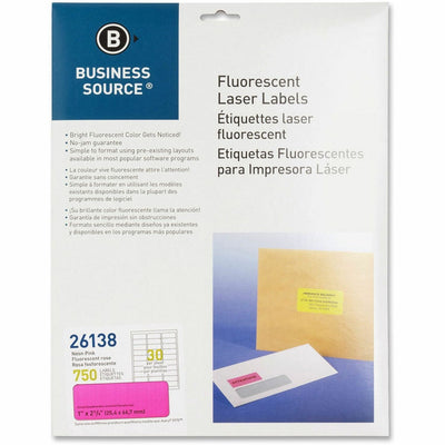 Business Source Neon Labels, Neon Pink, 750 / Pack — view 1