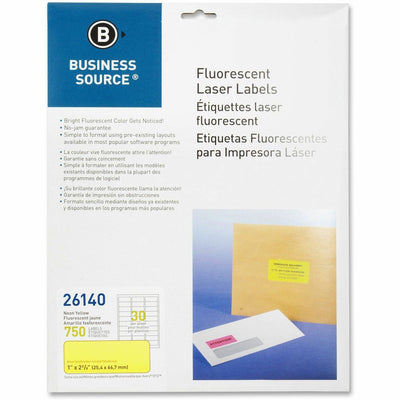 Business Source Neon Labels, Neon Yellow, 750 / Pack, BSN26140