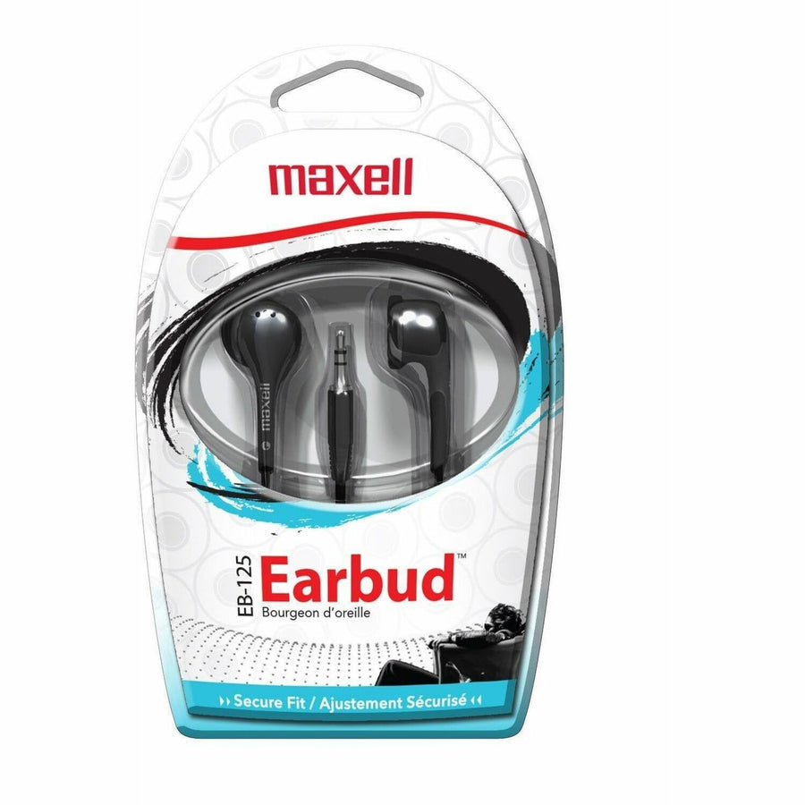 Maxell EB-125 Stereo Ear Buds, Black, Lightweight, MAX190568