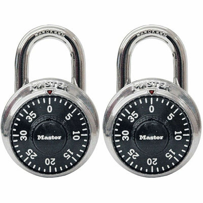 Master Lock Twin Combination Locks, Black, Stainless Steel, 2 / Pack, MLK1500T
