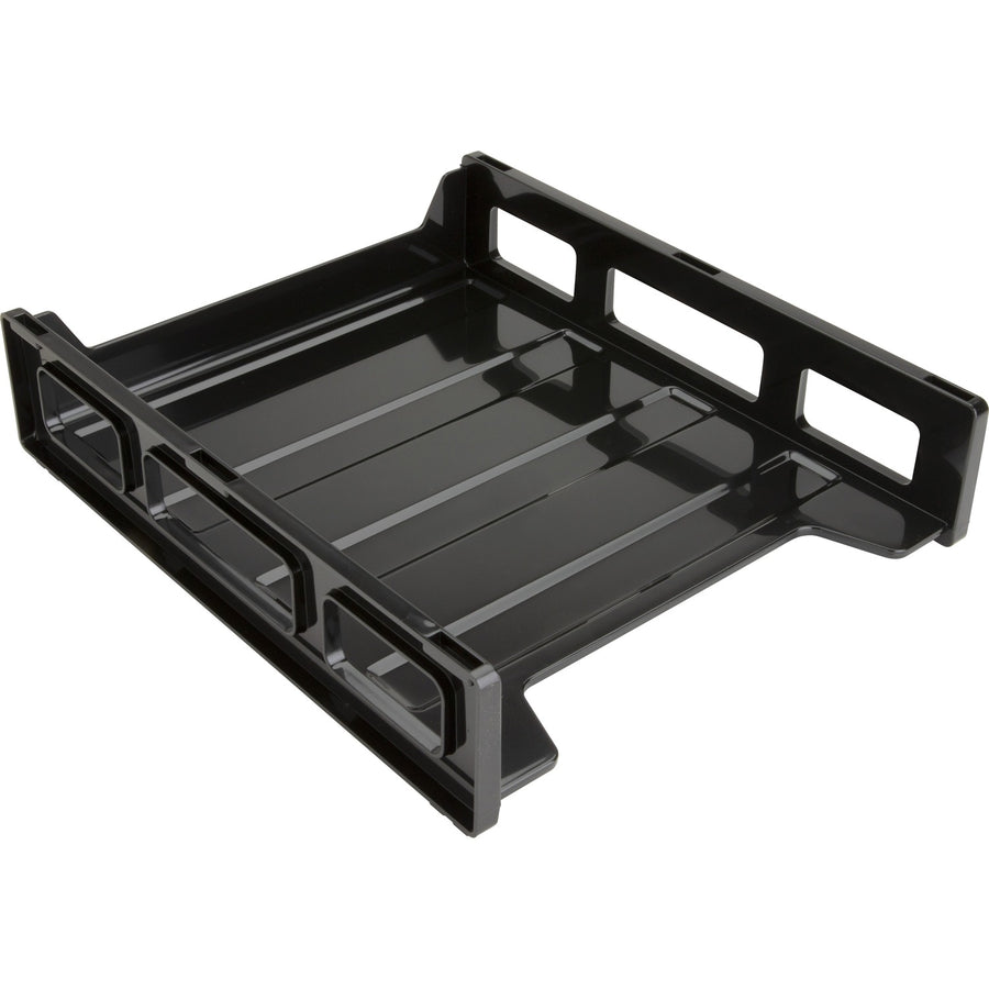 Business Source Front-Load Stackable Letter Tray, Black, 6EA/CT — view 1