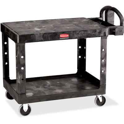 Rubbermaid Commercial 4525 HD 2-Shelf Utility Cart Flat Shelf (Med), Black, RCP452500BK