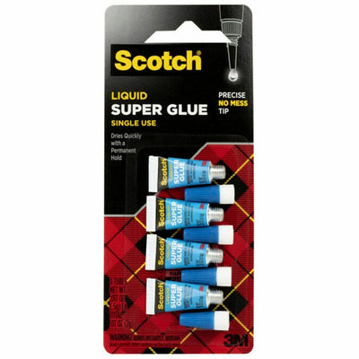 3M Scotch Super Glue Liquid - 0.05 grams Single-Use Tubes, Clear, 1 Pack, MMMAD114