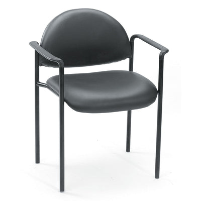 Norstar Office Boss Diamond Stacking Chair with Arm, Black, BOPB9501CS