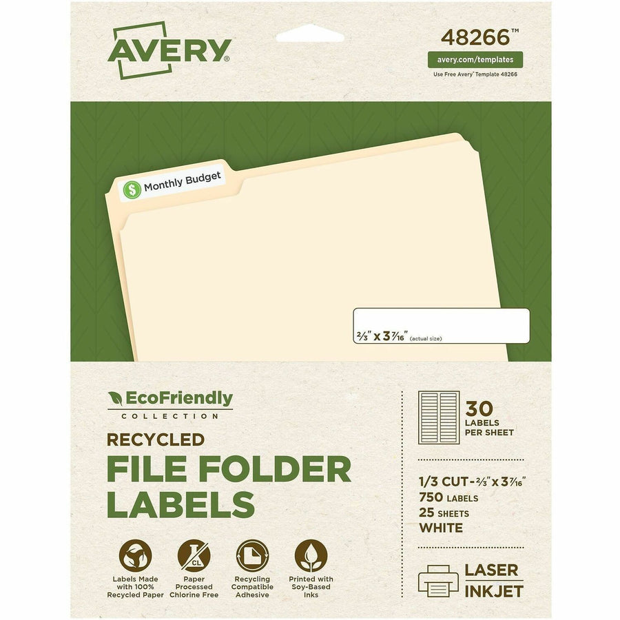 Avery EcoFriendly File Folder Label, Matte, 750 / Pack — view 1