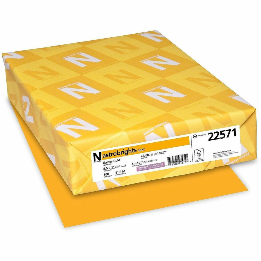 Astrobrights Color Copy Paper - Galaxy Gold, 8.5" x 11", 24 lb, Lignin-free, 500 / Ream, WAU22571