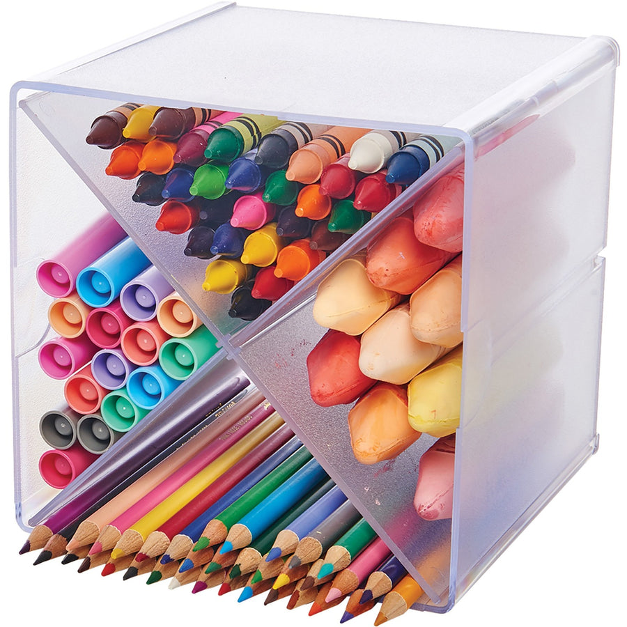 Deflecto Stackable Cube Organizer, 6" x 6", Clear, Plastic, DEF350201