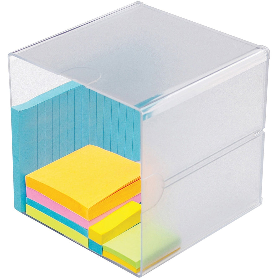 Deflecto Stackable Cube Organizer, 6" x 6", Clear, Plastic, DEF350401