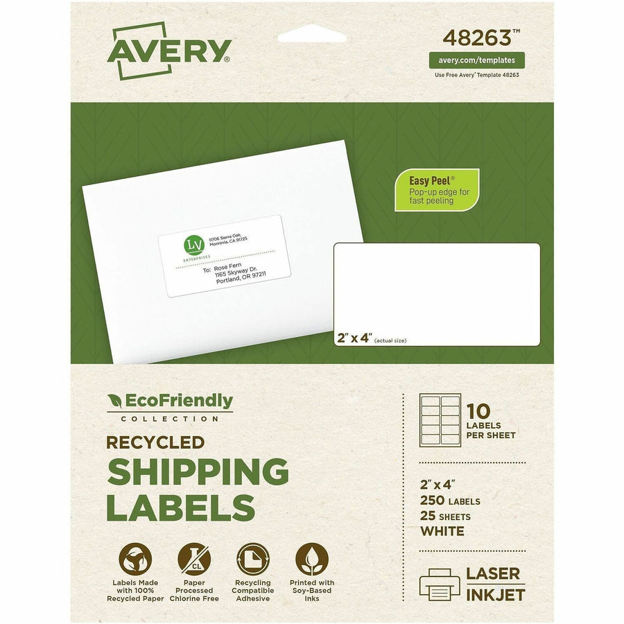 Avery EcoFriendly Shipping Label, Matte, 250 / Pack — view 1
