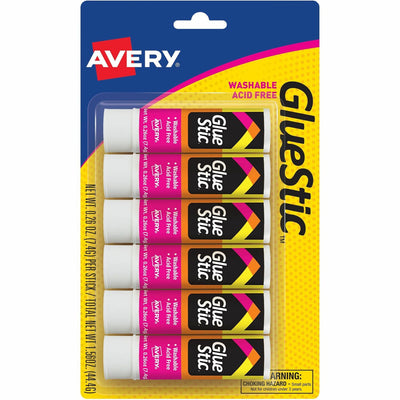 Avery Glue Stick, White, 6 / Pack, AVE98095