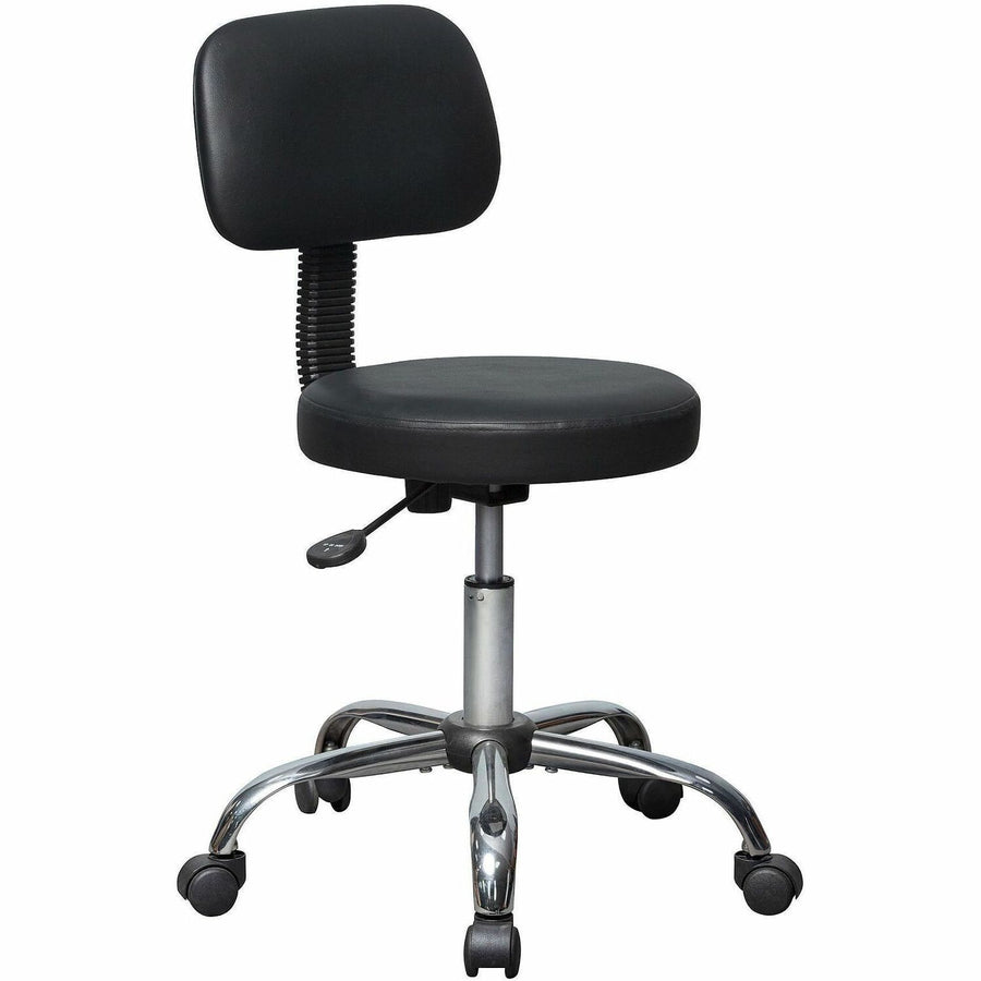 Lorell 16" Round Seat Pneumatic-Lift Stool with Back, Black, LLR69511