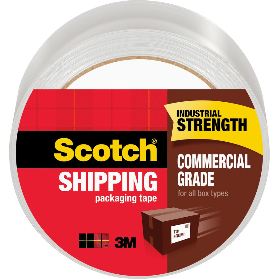 Scotch Commercial-Grade Shipping/Packaging Tape, Clear, Synthetic Rubber Resin, 1.88", 54.60 yd, 3", 1 Roll, MMM3750