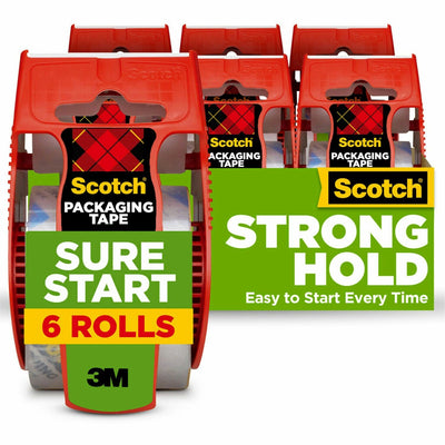 3M Scotch Sure Start Packaging Tape, Clear, 1 Pack, MMM1456