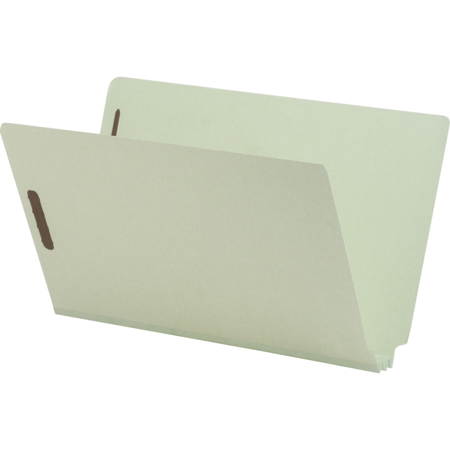 Nature Saver Legal Size Pressboard Fastener Folders, 8.5" Width x 14" Length, Gray/Green, Tyvek Gusset, 25 / Box, NATSP17266
