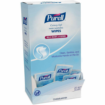 Gojo PURELL Cottony Soft Sanitizing Wipes, White, 1 Box, GOJ902712
