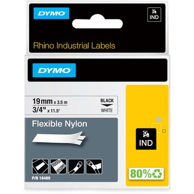 Dymo Rhino Flexible Nylon Labels, RhinoPRO, Black, DYM18489