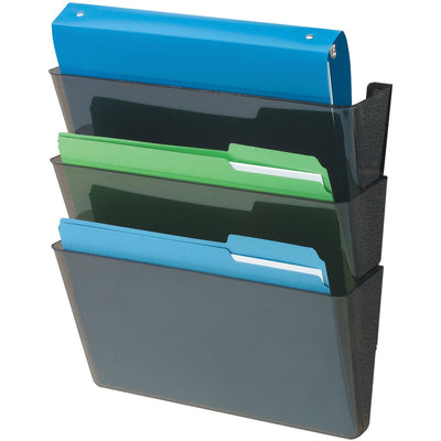 Deflecto EZ Link DocuPocket, Black, 3 / Set, DEF93604
