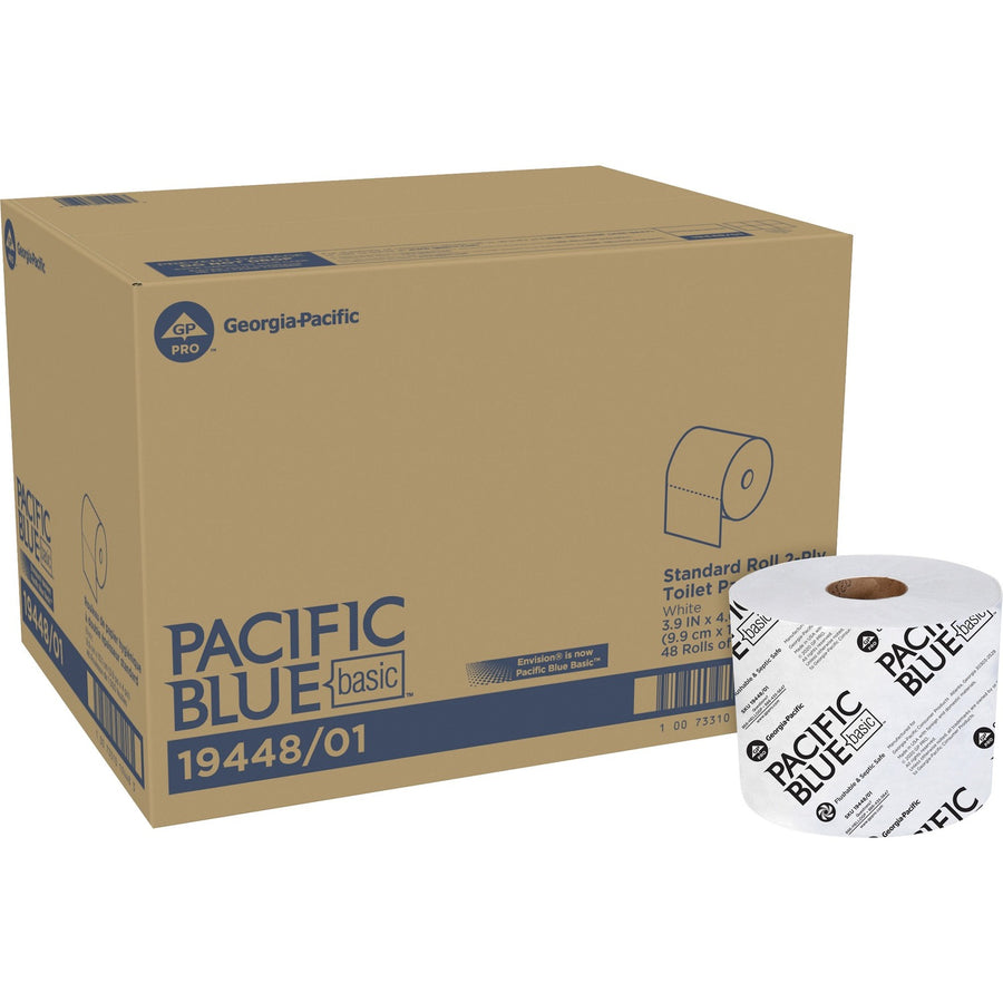 Pacific Blue Basic Standard Roll Toilet Paper, White, Septic Safe, 48 / Carton, GPC1944801