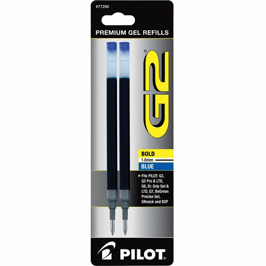 Pilot G2 Bold Gel Pen Refills, Blue, Smear Proof, 2 / Pack, PIL77290