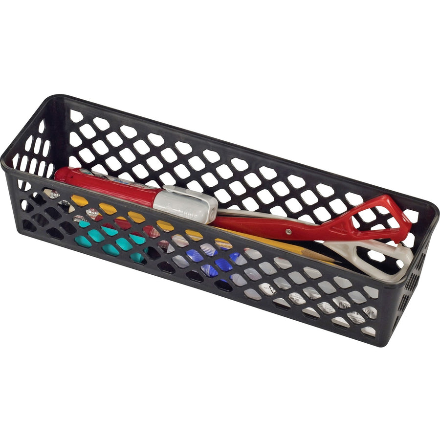 Officemate Supply Baskets, 10.1" x 2.4", Black, Plastic, 3 / Pack, OIC26200