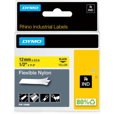 Dymo Rhino Flexible Nylon Labels, RhinoPRO, Yellow, DYM18490