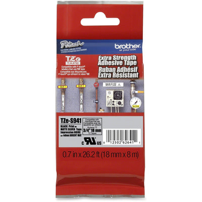 Brother P-touch Extra-Strength Adhesive 3/4" Laminated Tape, Black, 6EA/CT — view 1