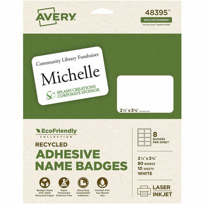 Avery Eco-friendly Premium Name Badge Labels, Matte, 80 / Pack — view 1