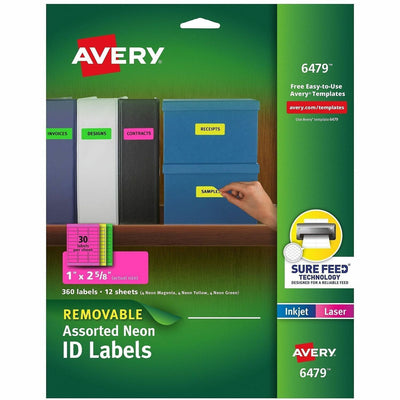 Avery Multipurpose Label, Neon Yellow, 5 Pack — view 1