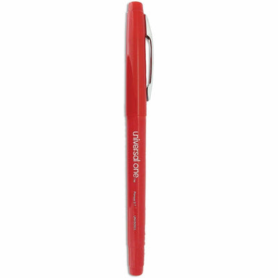 Universal Porous Point Pen, Stick, Medium 0.7 mm, Red Ink, Red Barrel, Dozen, 1 Dozen, UNV50503