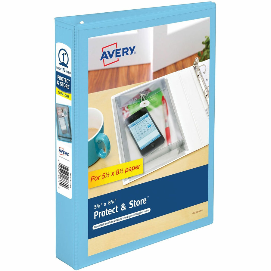 Avery 1" Mini Durable View Binder, Aqua, 5 1/2" Width x 8 1/2" Length, 12EA/CT — view 1