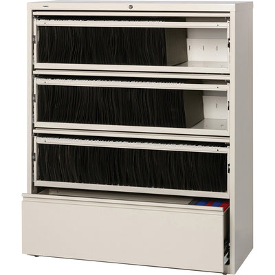 Lorell Fortress Lateral File with Roll-Out Shelf, Putty, LLR43514