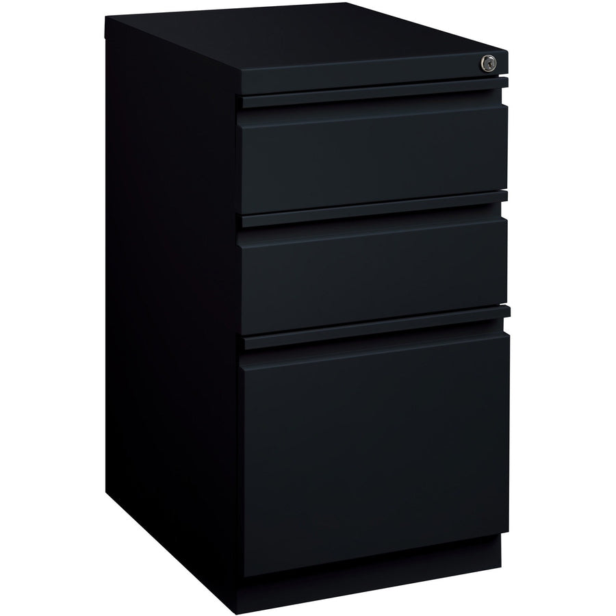 Lorell 20" Box/Box/File Mobile File Cabinet with Full-Width Pull, 15" x 27.7", Black, Steel, Security Lock, LLR49521