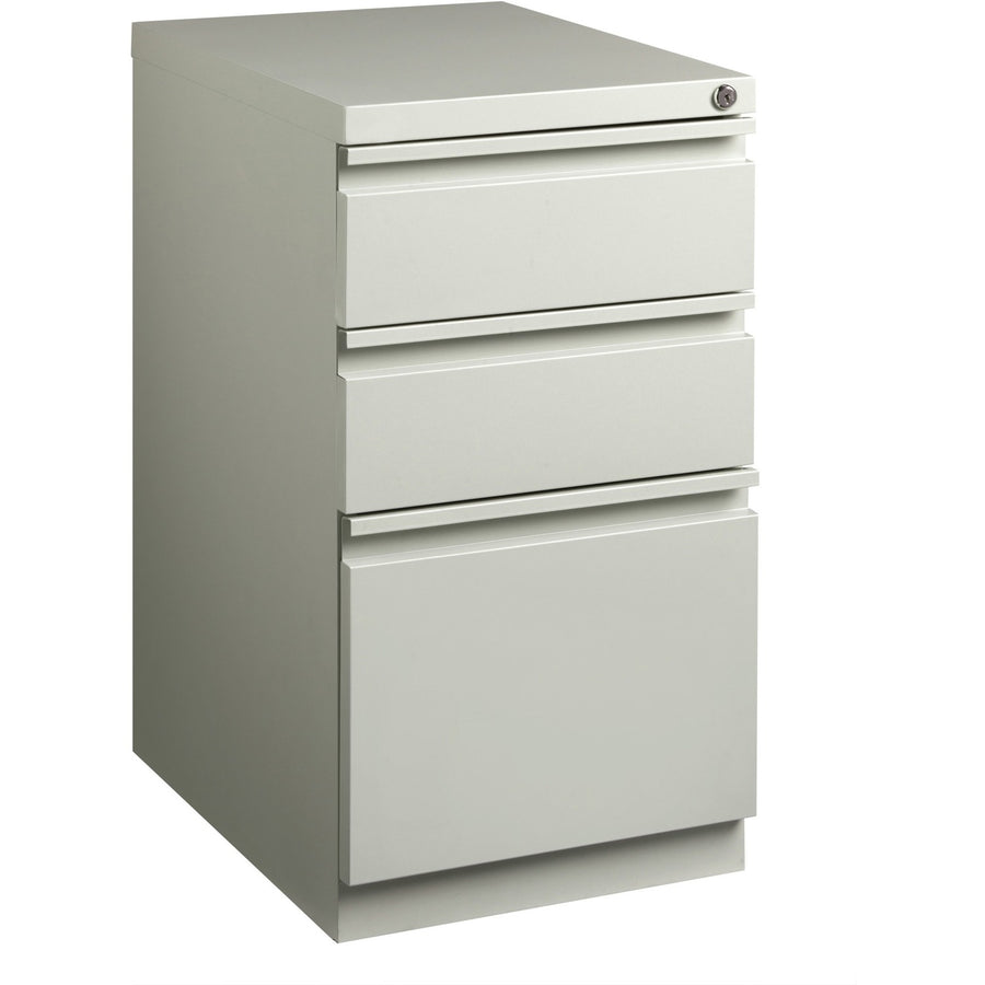 Lorell 20" Box/Box/File Mobile File Cabinet with Full-Width Pull, 15" x 27.7", Light Gray, Steel, LLR49522