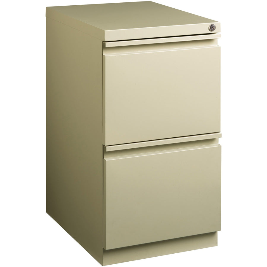 Lorell 20" File/File Mobile File Cabinet with Full-Width Pull, 15" x 27.7", Putty, Steel, Security Lock, LLR49523