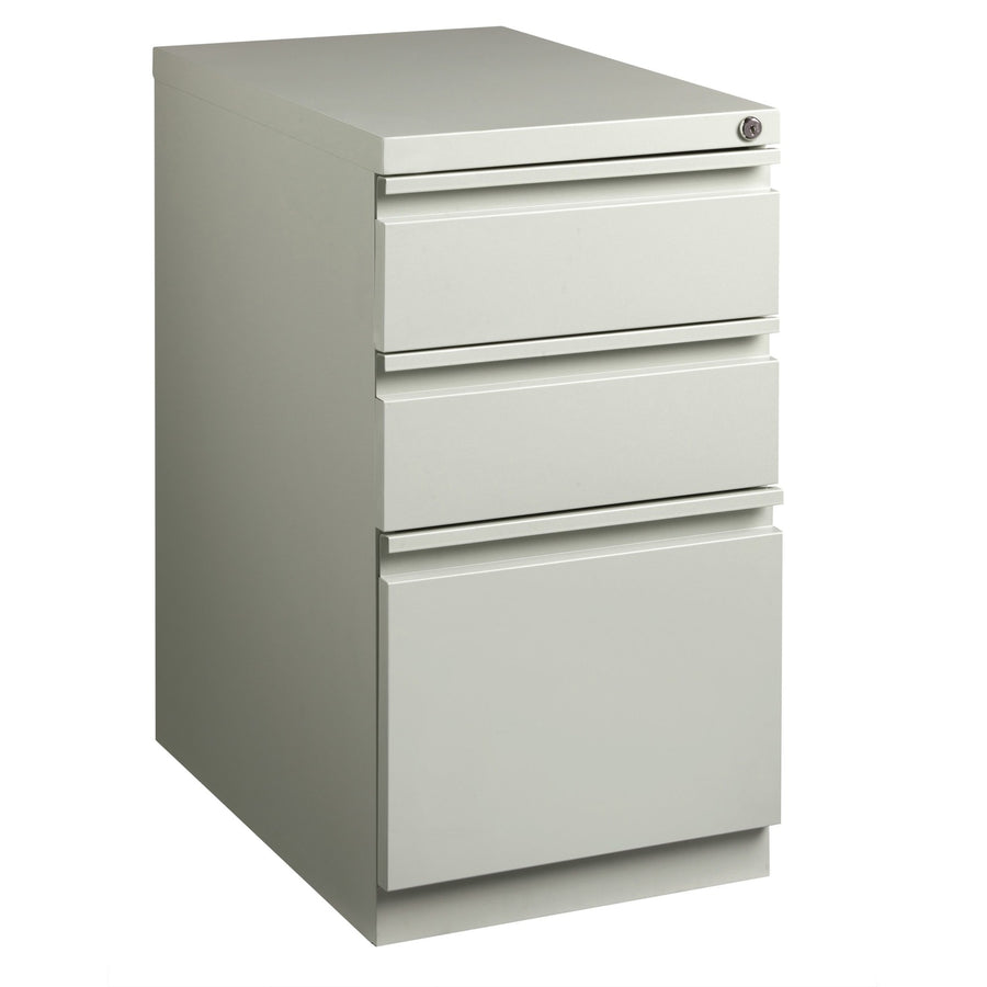 Lorell 23" Box/Box/File Mobile File Cabinet with Full-Width Pull, 15" x 27.7", Light Gray, Steel, Recessed Handle, LLR49528