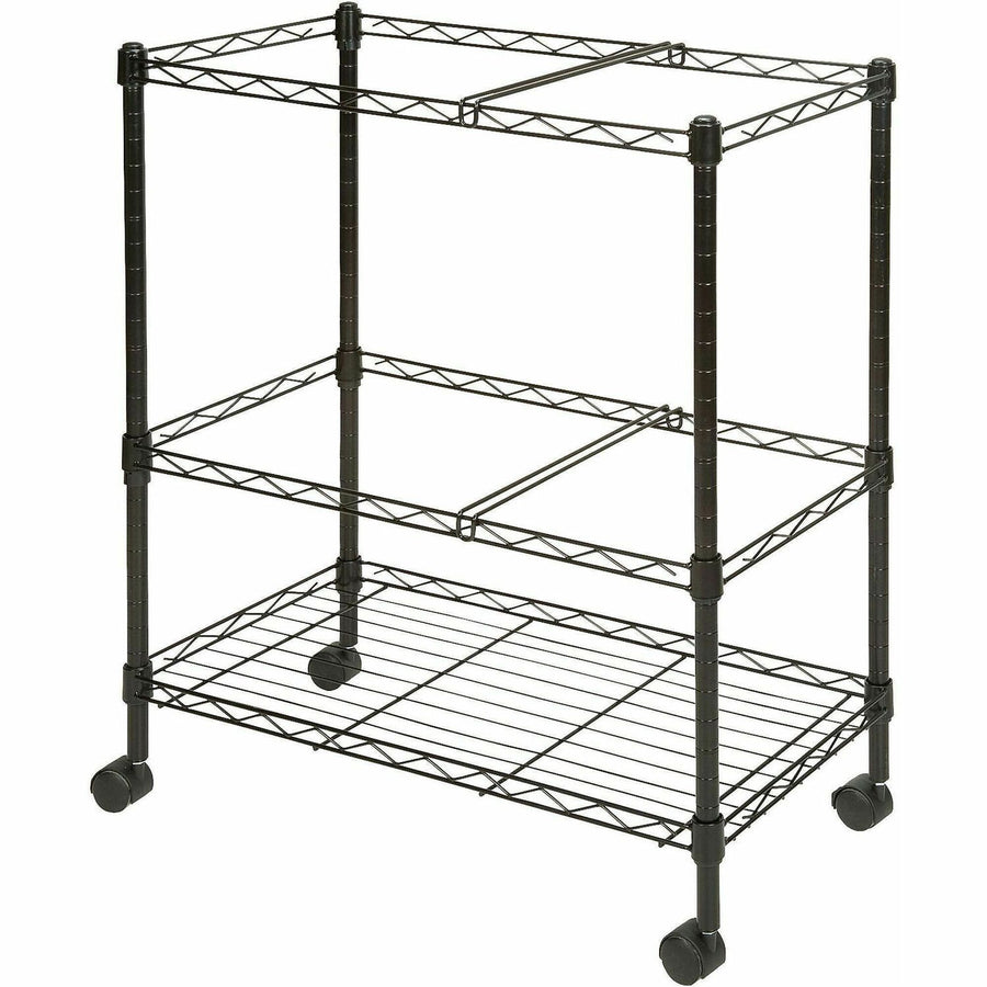 Lorell 2-Tier Wire Mobile File Cart, 26" x 30", Black, Steel, Locking Casters, LLR45650