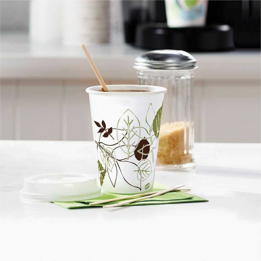Dixie Pathways 8 oz Paper Hot Cups By GP Pro, White, 8 fl oz, Poly Lined, 20 / Carton, DXE2338PATH