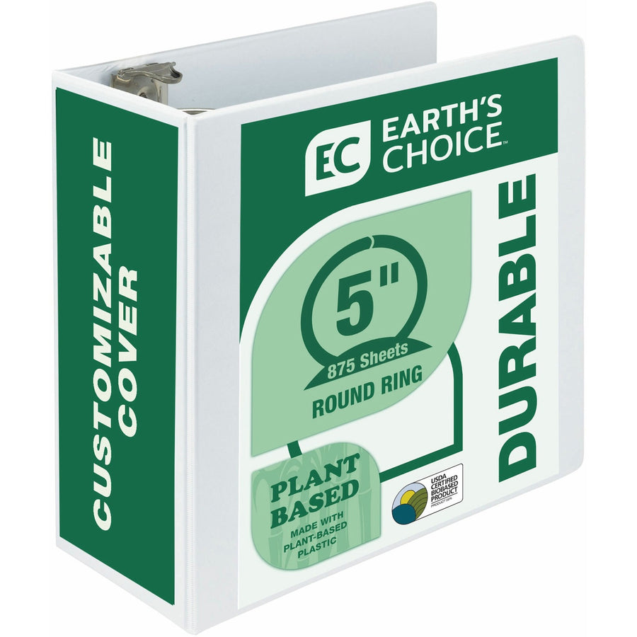 Samsill Earth's Choice Plant-based Durable View Binder, 8.5" Width x 11" Length, White, Plastic, 875, PVC-free, SAM18907