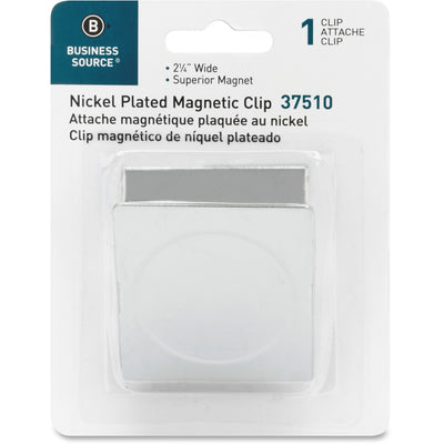 Business Source Nickel Plated Magnetic Clips, Chrome, 12EA/BX 6BX/CT — view 1