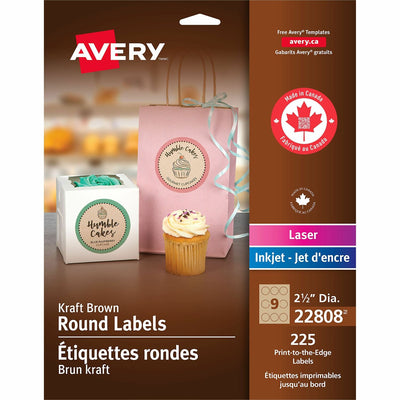 Avery Kraft Brown Round Labels2�" Diameter, Matte, 225 / Pack — view 1