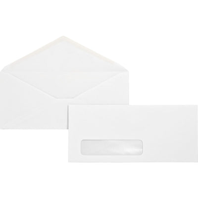 Business Source No. 10 Diagonal Seam Window Envelopes, White, 500 / Box, BSN04468