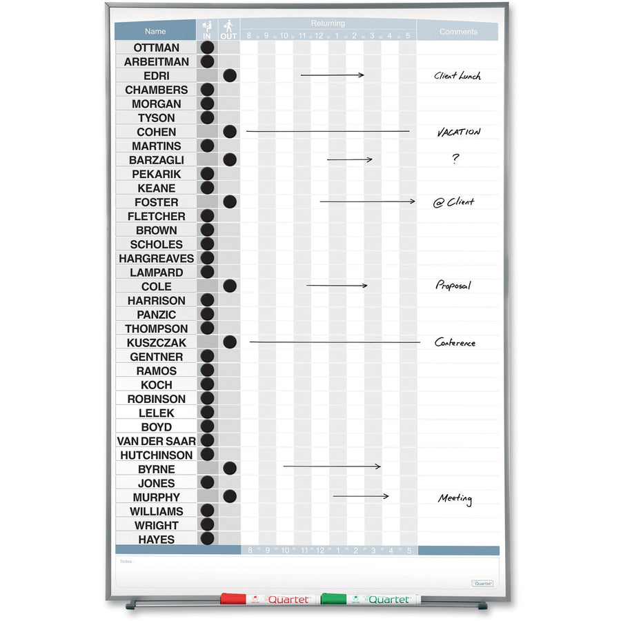Quartet Matrix 36-employee In/Out Board, QRT33705